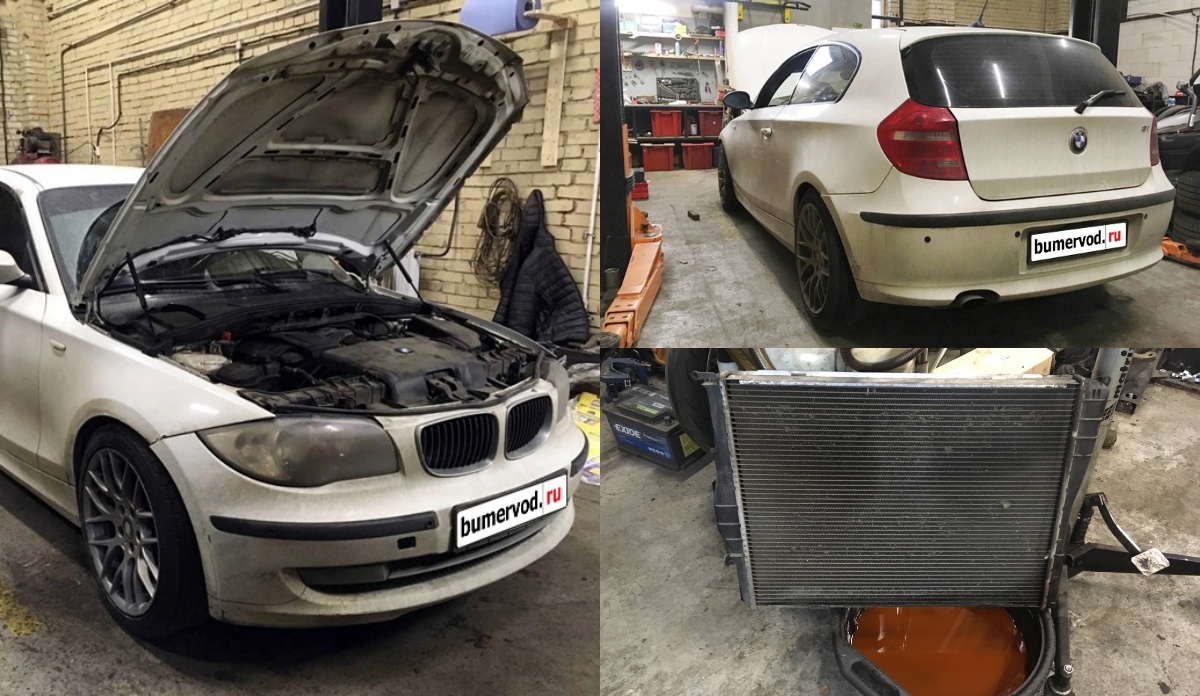 Замена радиатора BMW E81, N46N